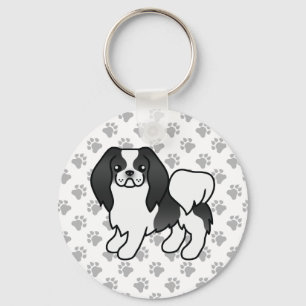 Llavero Perro de dibujos animados japonés Chin negro y bla