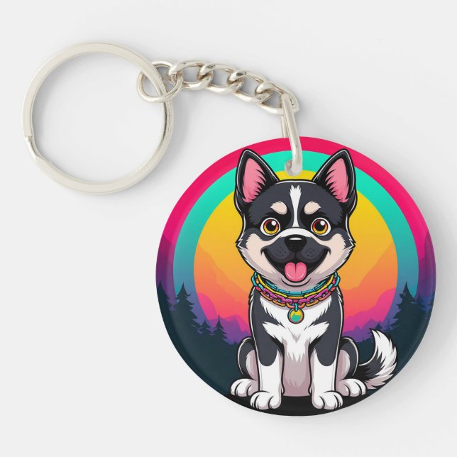 Llavero Perro de dibujos animados juguetón (Frente)