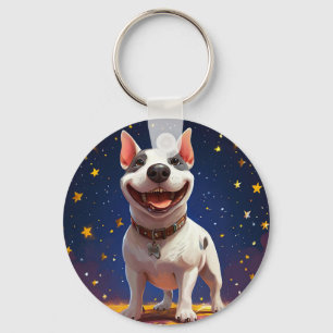 Llavero Perro de dibujos animados juguetón con colores vib