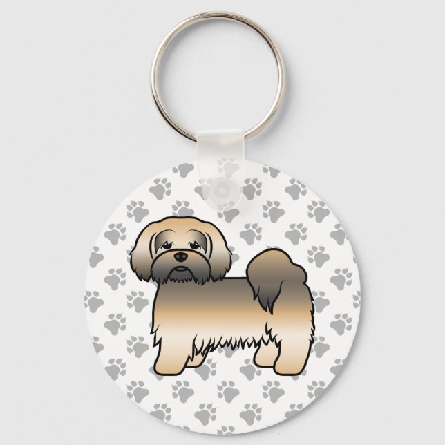 Llavero Perro de dibujos animados Lhasa Apso Sable Dorado  (Anverso)