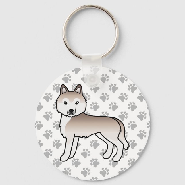 Llavero Perro de dibujos animados Light Red Siberian Husky (Anverso)