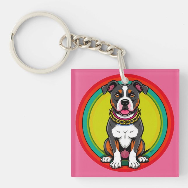 Llavero Perro de dibujos animados lindo con collar (Frente)