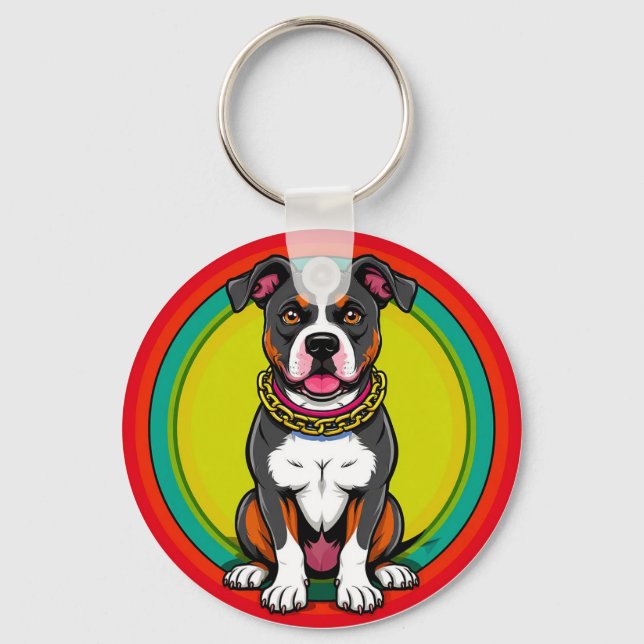 Llavero Perro de dibujos animados lindo con collar (Anverso)