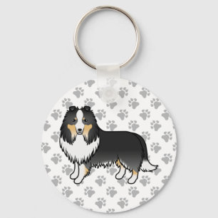 Llavero Perro de dibujos animados Sheltie Shetland Tricolo