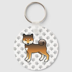 Llavero Perro de dibujos animados Shiba Inu de sésamo rojo