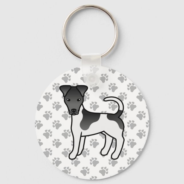 Llavero Perro de dibujos animados Smooth Fox Terrier negro (Anverso)