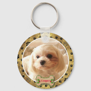Llavero Perro de Foto Personalizada - Diseño de Huella de 
