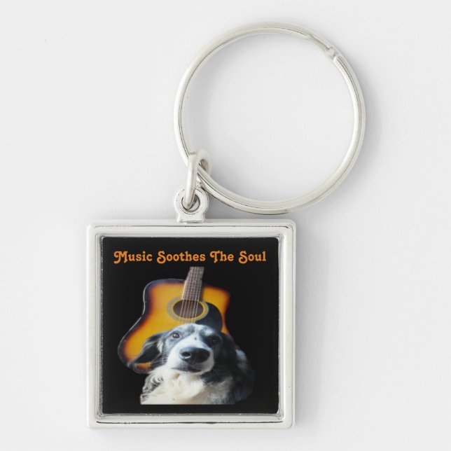 Llavero Perro de guitarra de cadena de claves (Frente)