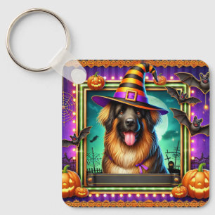 Llavero Perro de Halloween con sombrero de bruja