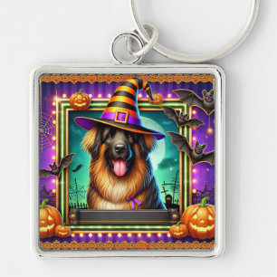 Llavero Perro de Halloween con sombrero de bruja