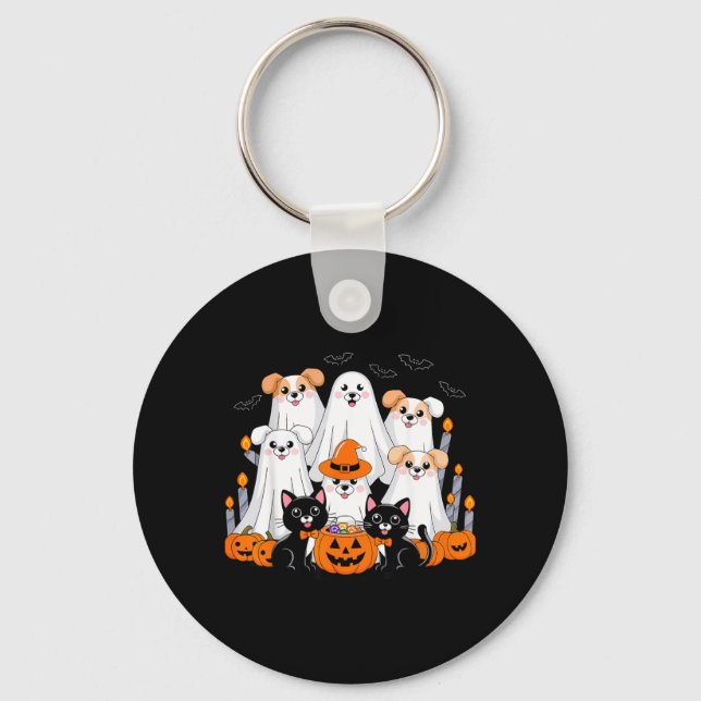 Llavero Perro de Halloween disfrazado de fantasma Perro de (Anverso)