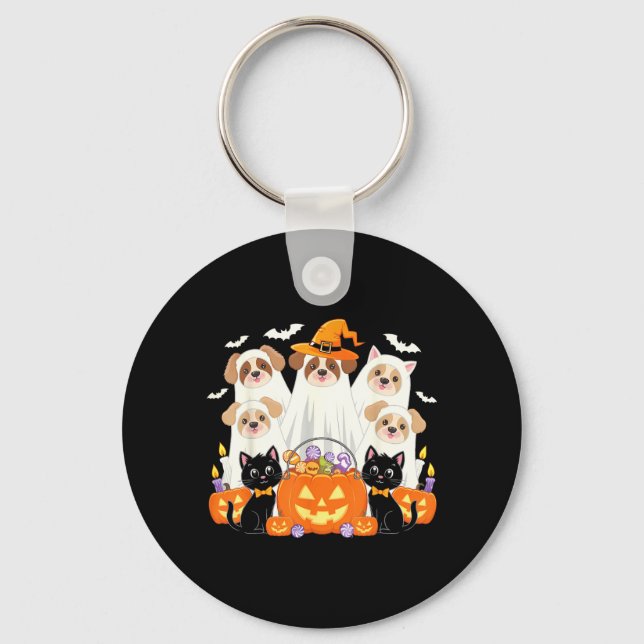 Llavero Perro de Halloween disfrazado de fantasma Perro de (Anverso)