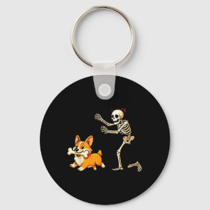 Llavero Perro de Halloween divertido esqueleto persiguiend