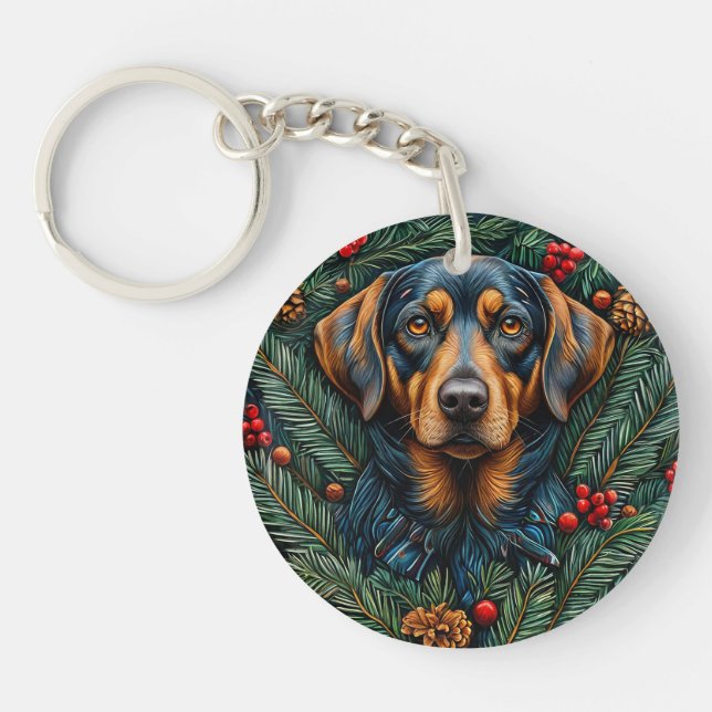 Llavero Perro de Navidad lindo (Frente)
