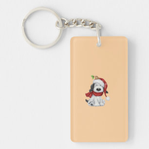 Llavero Perro de Navidades con Santa Hat y Scarf