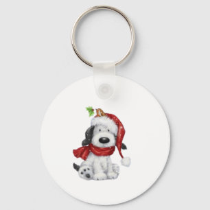Llavero Perro de Navidades con Santa Hat y Scarf