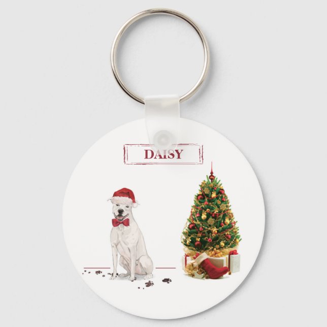 Llavero Perro de Navidades divertidos de Staffordshire Ter (Anverso)
