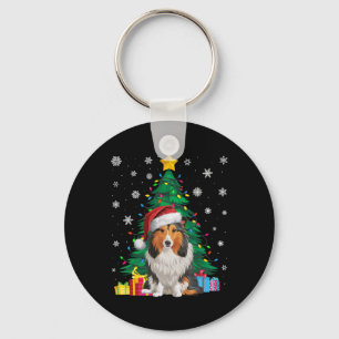 Llavero Perro de oveja de árbol de navidad dulce brillante