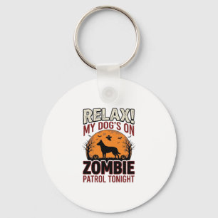 Llavero Perro de Patrulla Zombie Grabado Vintage de Hallow