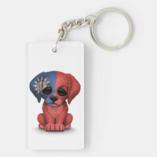 Llavero Perro de perrito taiwanés patriótico lindo de la