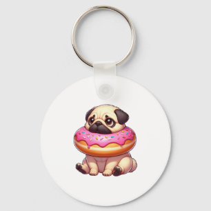 Llavero Perro de pug lindo con postre sin cocer