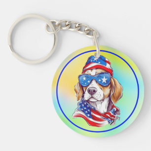 Llavero Perro de sublimación del 4 de julio
