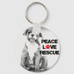 Llavero Perro del rescate del amor de la paz