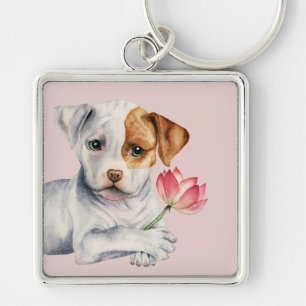 Llavero Perro dulce del pitbull que celebra la pintura