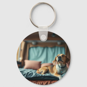 Llavero Perro en cama