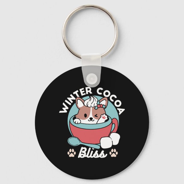 Llavero Perro en taza festiva para vibraciones de vacacion (Anverso)
