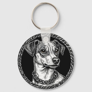 Llavero Perro en un marco decorativo circular