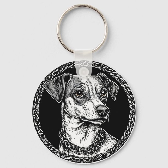 Llavero Perro en un marco decorativo circular (Anverso)