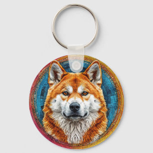 Llavero Perro en un patrón artístico circular