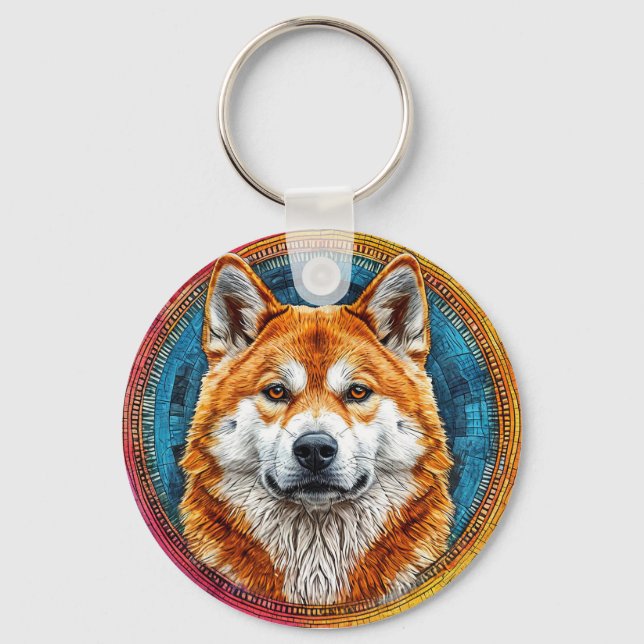 Llavero Perro en un patrón artístico circular (Anverso)