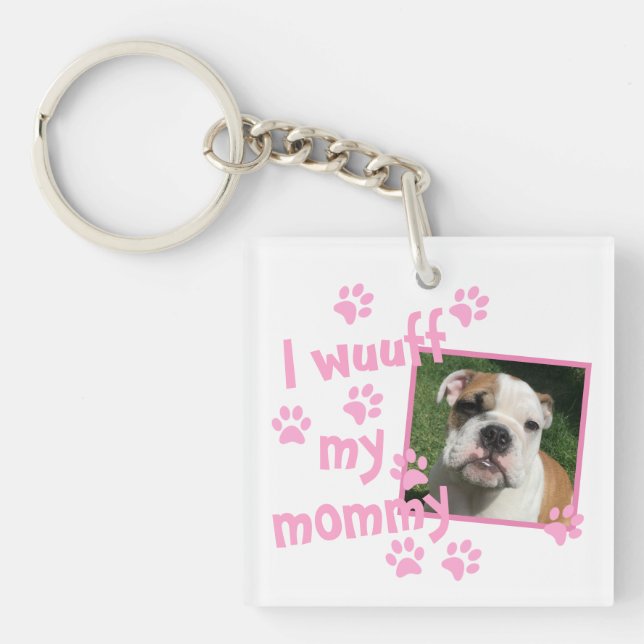 Llavero Perro enamorado de mamá con foto personalizada (Frente)