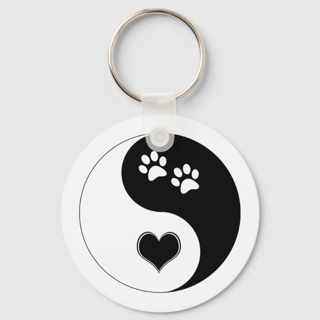 Llavero Perro Enamorado Yin Yang Corazón y pinturas (Anverso)
