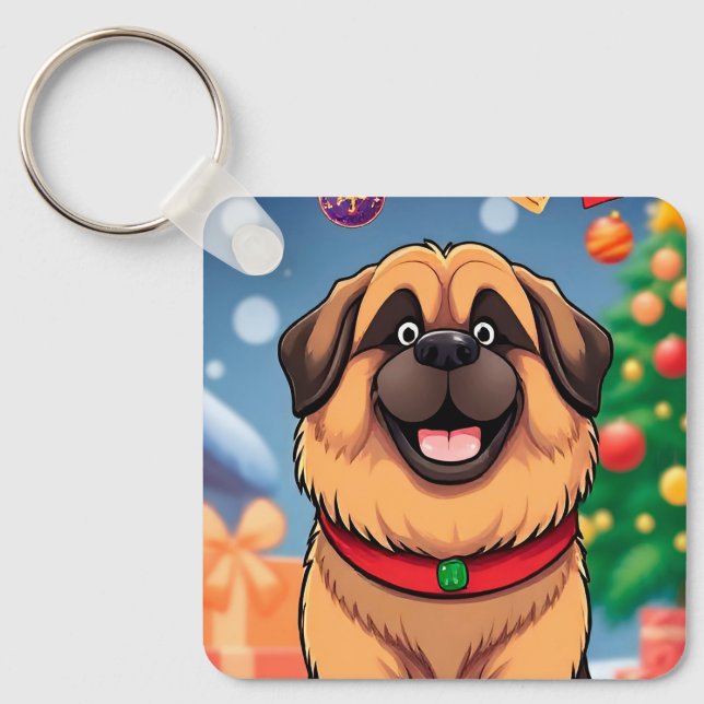 Llavero Perro entre decoraciones de Navidad (Anverso)