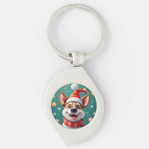 Llavero Perro entre decoraciones festivas de Navidad
