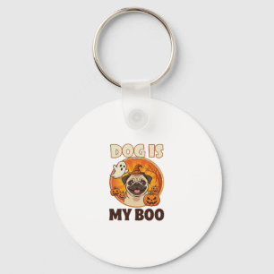 Llavero Perro Es Boo Pug Halloween Fantasma Calabaza