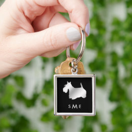 Llavero Perro escocés Monograma Plata Negro