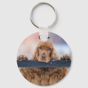 Llavero Perro Español Fluffy Brown Cocker Personalizado