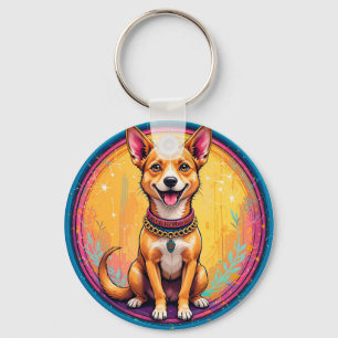 Llavero 🐶 Perro Feliz Con Collar Colorido Para Todos Los 