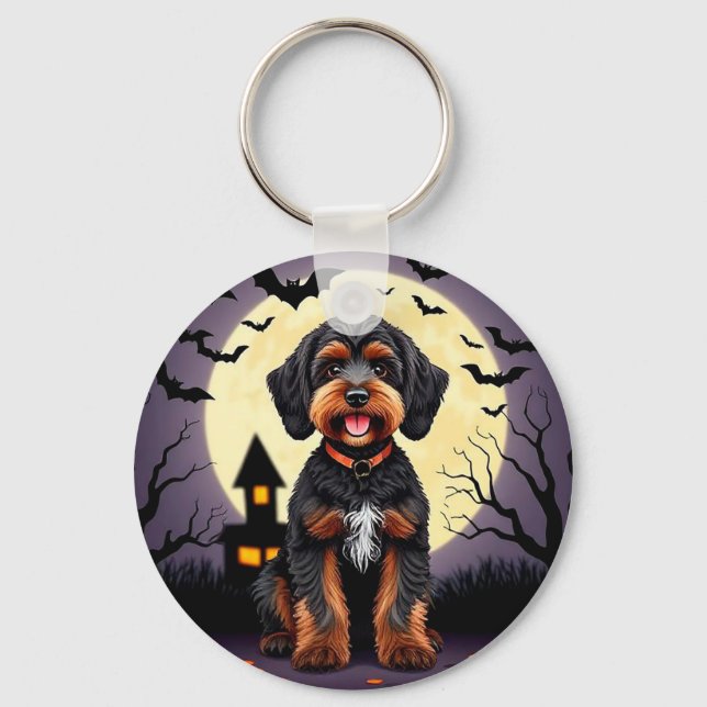 Llavero Perro Feliz con Tema de Halloween (Anverso)