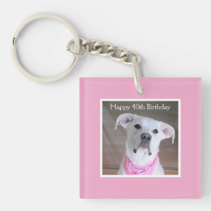 Llavero Perro feliz lindo con ojos llorosos 40 cumpleaños