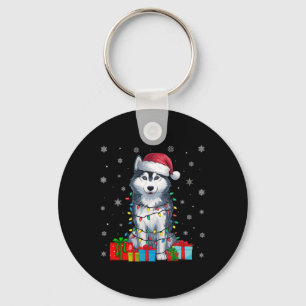 Llavero Perro Feo Navidad Encende Santa Hat Perro Husky Si