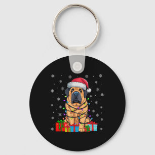 Llavero Perro Feo Navidad Enciende Santa Hat Perro Tibetan