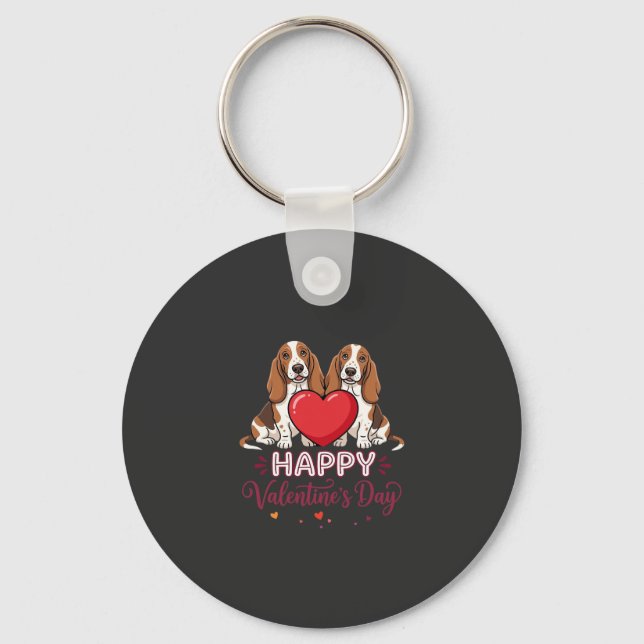 Llavero Perro Floral de San Valentín Basset Hound (Anverso)