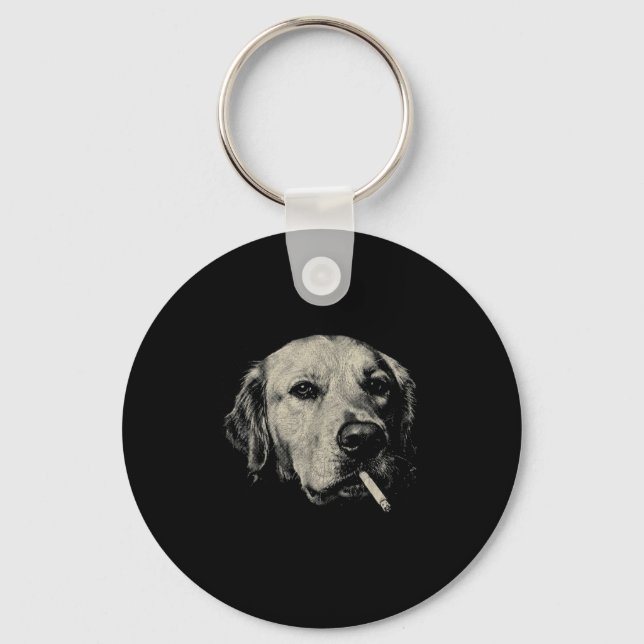 Llavero Perro fumando cigarrillo divertido meme de golden  (Anverso)