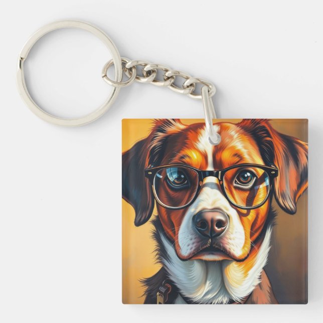 Llavero Perro genial con gafas de sol (Frente)