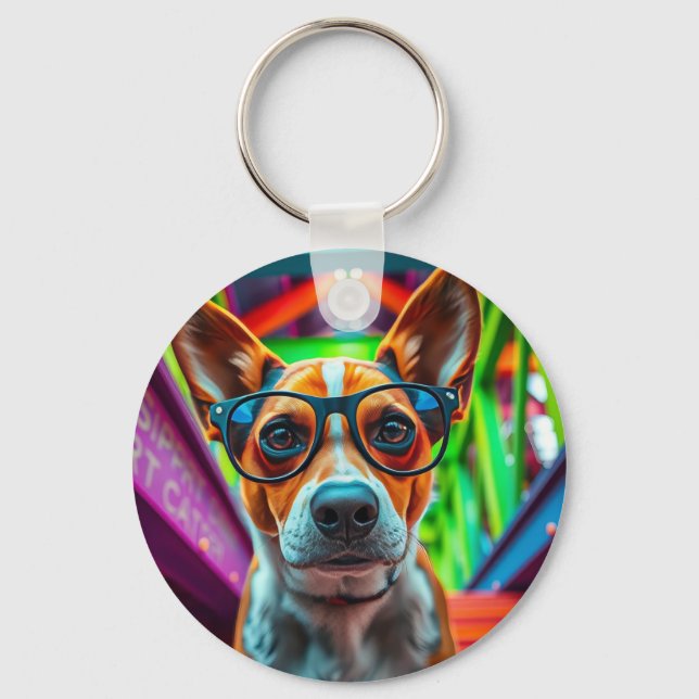 Llavero Perro genial con gafas de sol (Anverso)